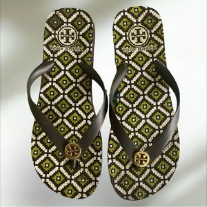 Tory Burch Slip On Logo Rubber Flip Flops